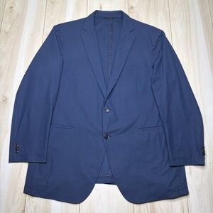 Sene Unstructured Blazer Sport Coat Men 46R Navy Blue Polyester Performance